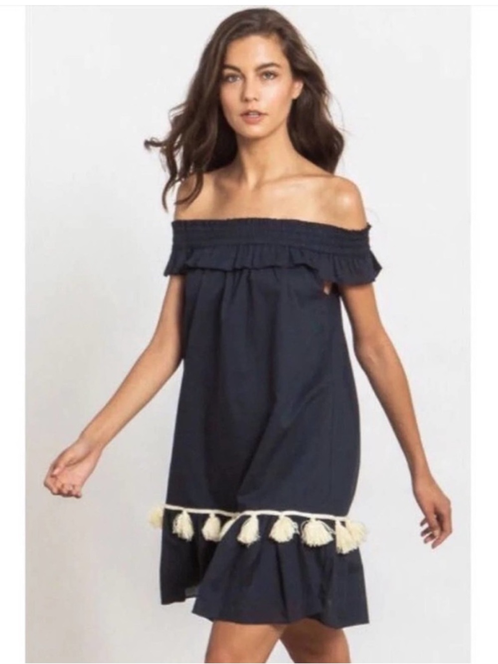 BOGO! MISA Los Angeles Gia Tassel Dress Navy Blue Medium